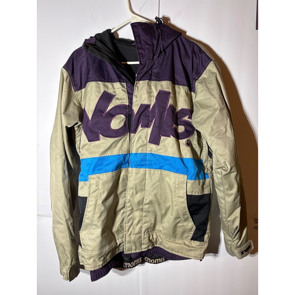 Nomis‎ Snowboard Jacket Mens Small Purple Tan Blue Ski Outerwear Hooded